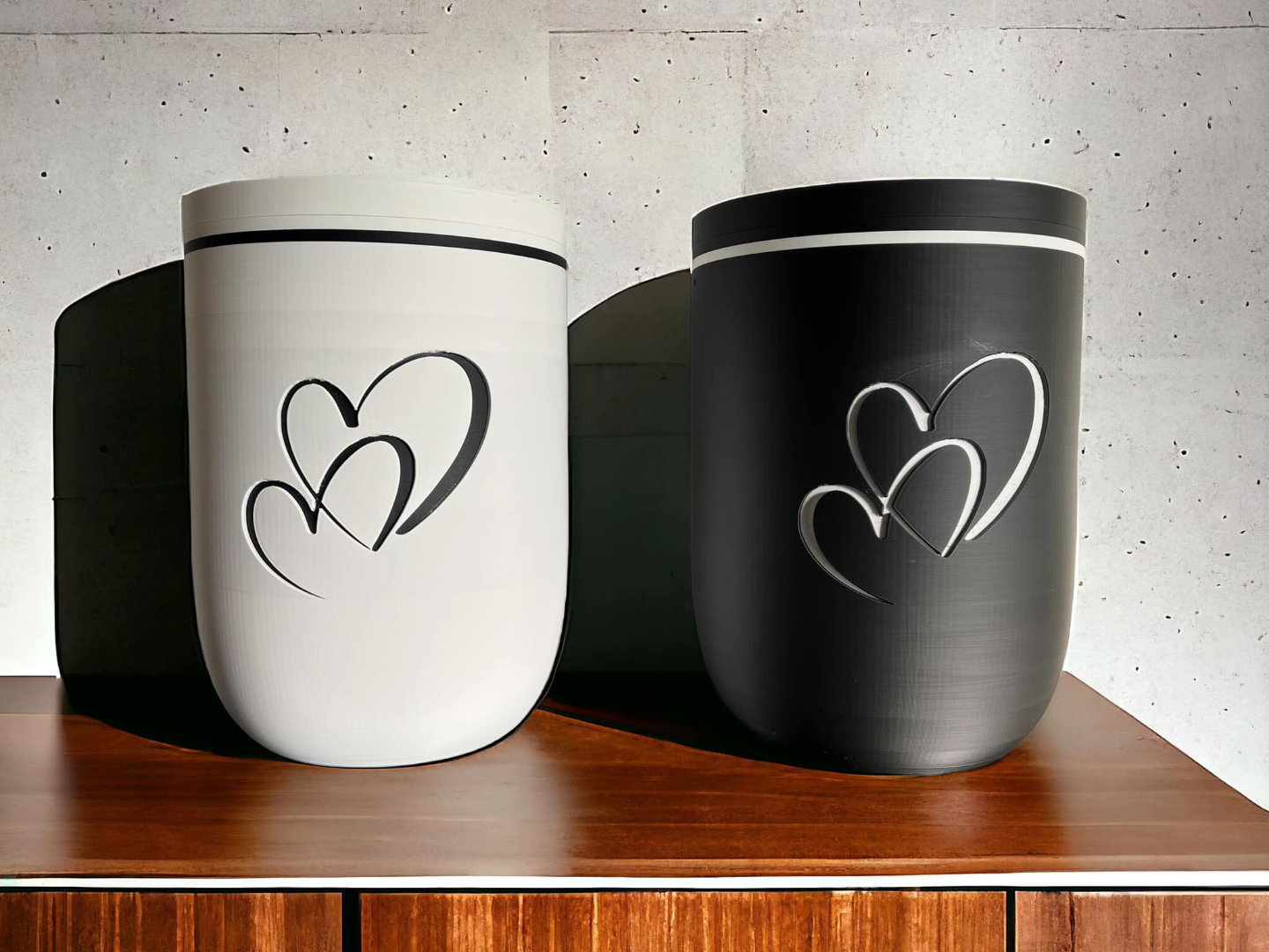 Tierurne für Hund, Katze aus Pla – Urne personalisiert – Andenken verstorbener Hund, Katze – Aufbewahrung Asche Hund, Katze – Herz Motiv